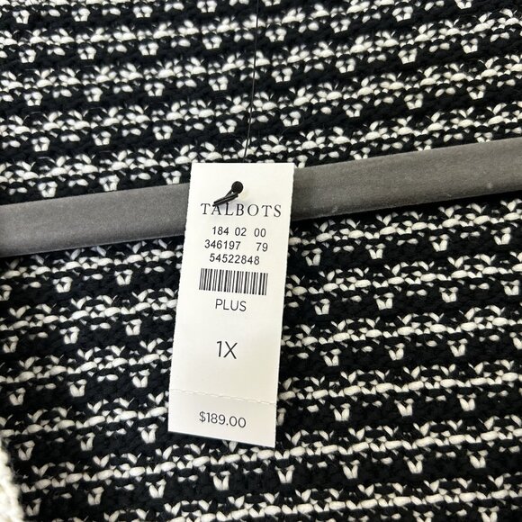 NEW Talbots Tweed Sweater Jacket Women's Size 1X Black White - Picture 3 of 9